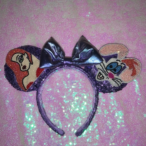 Custom Who Framed Roger Rabbit Roger & Jessica Rhinestoned Repurposed Mouse Ears - Picture 1 of 3